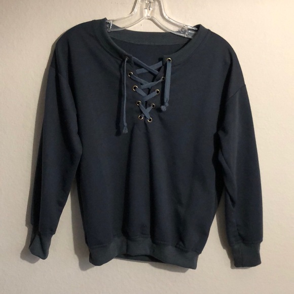 ROMWE Sweaters - ROMWE lace up sweater